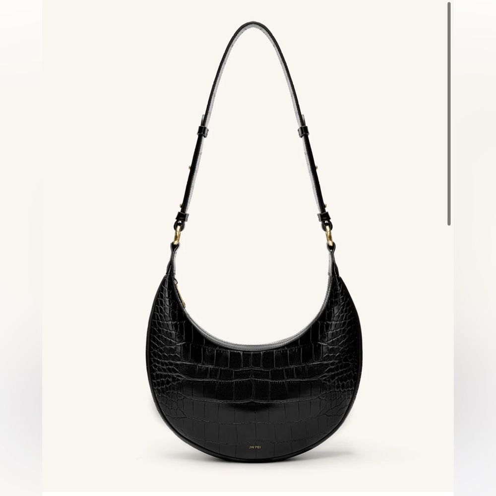 JW PEI Carly Saddle Bag Black Croc